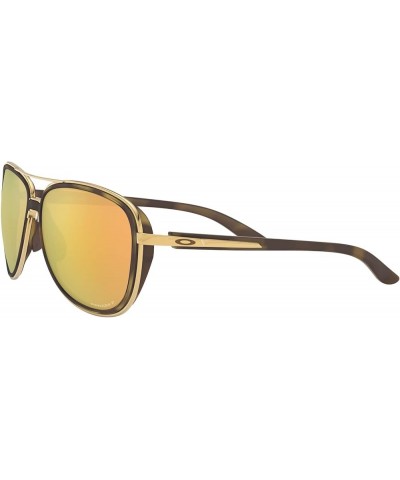 Women's Oo4129 Split Time Aviator Sunglasses Brown Tortoise Gold/Prizm Rose Gold Polarized $76.13 Aviator