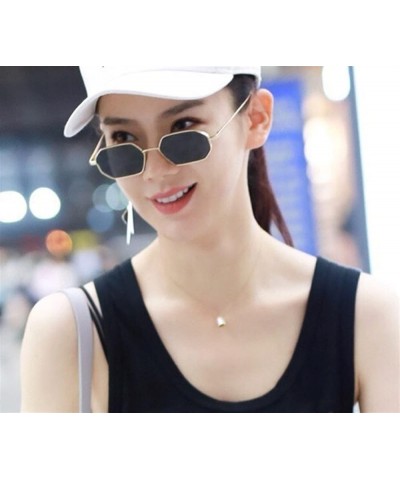 Polygon Frame Men and Women Metal Sunglasses Retro Fashion Decorative Sunglasses (Color : 4, Size : 1) 1 1 $12.01 Sport