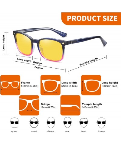 Square Night Driving Glasses for Women Men Yellow Tint Polarized Lens Anti Glare UV Protection 5201Y Blue Purple $12.47 Recta...