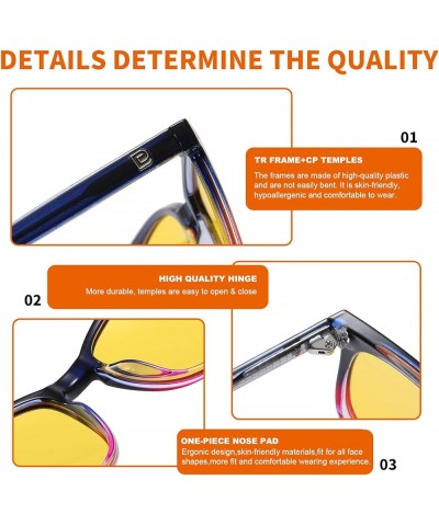 Square Night Driving Glasses for Women Men Yellow Tint Polarized Lens Anti Glare UV Protection 5201Y Blue Purple $12.47 Recta...