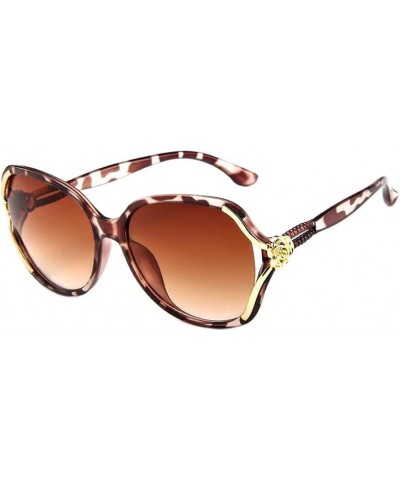 Fashion Women Rose Big Frame Retro Sunglasses Glasses Travel Outdoor Elegant Sunglasses D $18.63 Oval