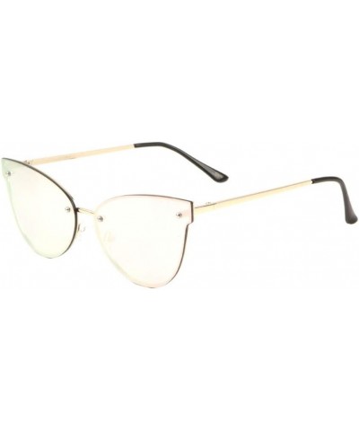 Rimless Stud Flat Cat Eye Sunglasses Rose Pink $10.15 Cat Eye