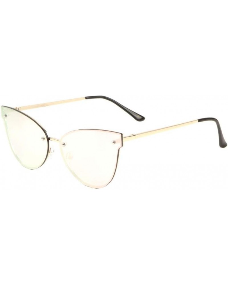 Rimless Stud Flat Cat Eye Sunglasses Rose Pink $10.15 Cat Eye