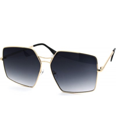 Womens Octagonal Square Metal Rim Butterfly Oversize Sunglasses Gold Smoke $9.66 Butterfly