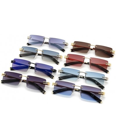 Retro Rectangular Sunglasses Rimless Male Gold Metal Female Square Sun Glasses Light Brown Lens $10.39 Rectangular