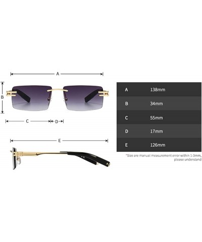 Retro Rectangular Sunglasses Rimless Male Gold Metal Female Square Sun Glasses Light Brown Lens $10.39 Rectangular