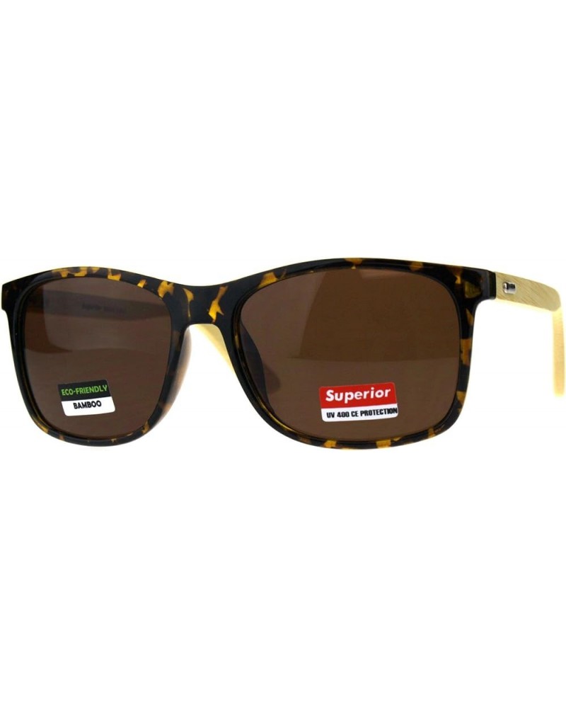 Real Bamboo Wood Temple Sunglasses Classic Square Unisex Frame Tortoise (Brown) $10.23 Square