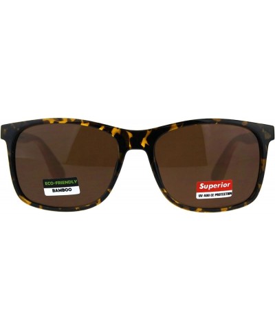 Real Bamboo Wood Temple Sunglasses Classic Square Unisex Frame Tortoise (Brown) $10.23 Square