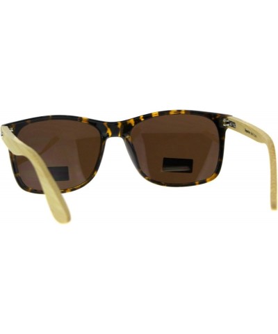 Real Bamboo Wood Temple Sunglasses Classic Square Unisex Frame Tortoise (Brown) $10.23 Square