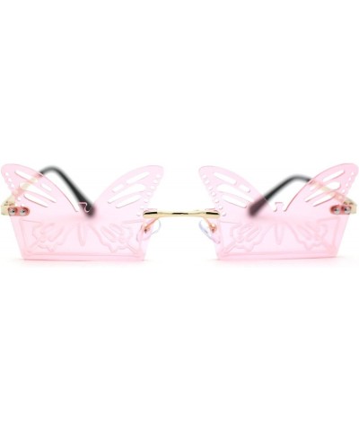 Die Cut Butterfly Lens Rimless Funky Hippie Sunglasses Gold Pink $11.97 Butterfly