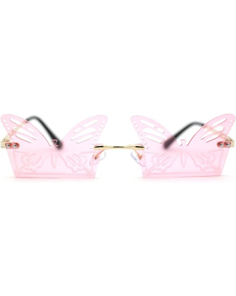 Die Cut Butterfly Lens Rimless Funky Hippie Sunglasses Gold Pink $11.97 Butterfly