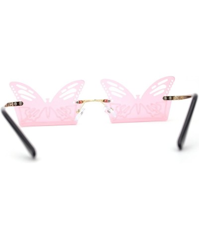 Die Cut Butterfly Lens Rimless Funky Hippie Sunglasses Gold Pink $11.97 Butterfly