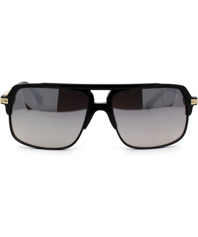 Mirror Lens Half Rim Plastic Racer Mobster Sunglasses Black Silver Mirror $11.57 Designer