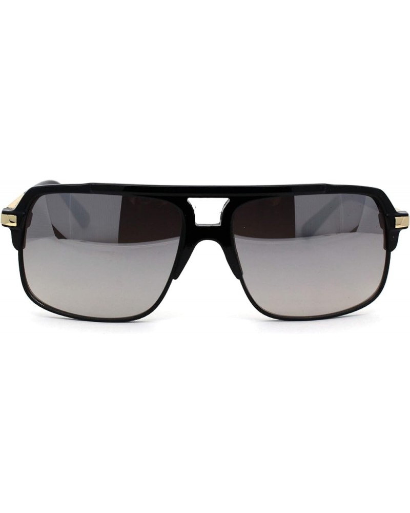 Mirror Lens Half Rim Plastic Racer Mobster Sunglasses Black Silver Mirror $11.57 Designer