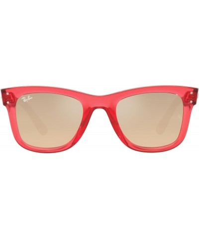 Rbr0502s Wayfarer Reverse Square Sunglasses Transparent Red/Dark Brown Mirrored Pale Gold $74.88 Square