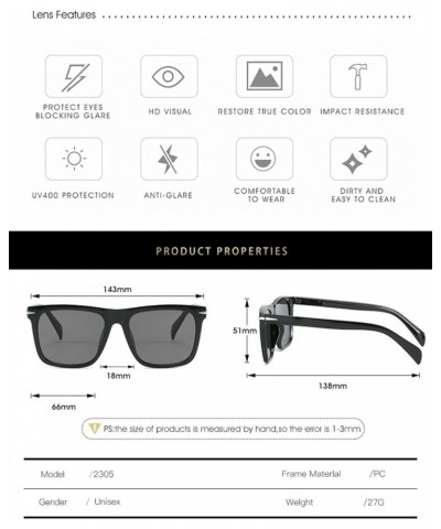 Square Frame Men And Women Vacation Beach Sunglasses Shopping Driving Trend UV400 Sunglasses Gift 6 $13.88 Designer