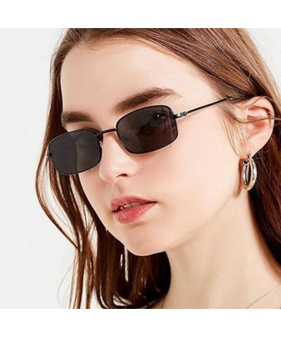 Vintage Small Rectangle Sunglasses, Retro Square Metal Frame Sun Glasses for Women Men M-1pcs $9.46 Square