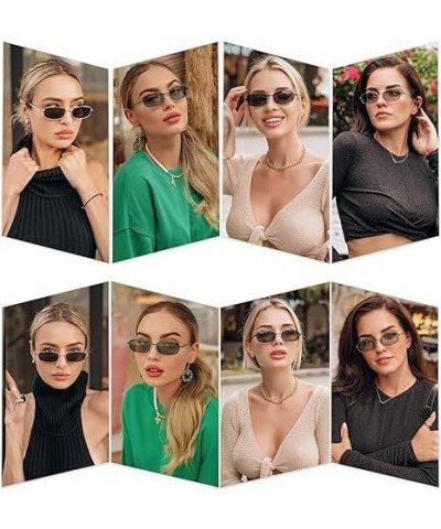 Vintage Small Rectangle Sunglasses, Retro Square Metal Frame Sun Glasses for Women Men M-1pcs $9.46 Square