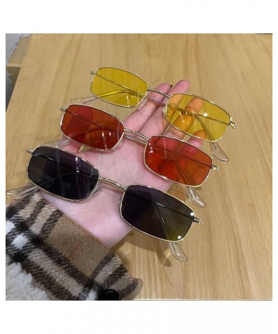 Vintage Small Rectangle Sunglasses, Retro Square Metal Frame Sun Glasses for Women Men M-1pcs $9.46 Square