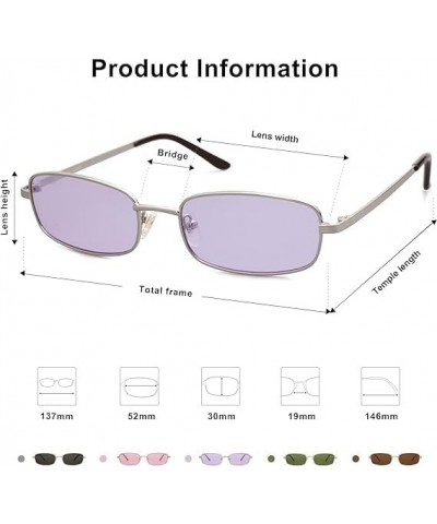 Vintage Small Rectangle Sunglasses, Retro Square Metal Frame Sun Glasses for Women Men M-1pcs $9.46 Square