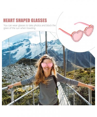 Valentines Heart Rimless Sunglasses Women Stylish Diamond Love Sunglasses Tinted Eyewear Red $7.42 Rimless