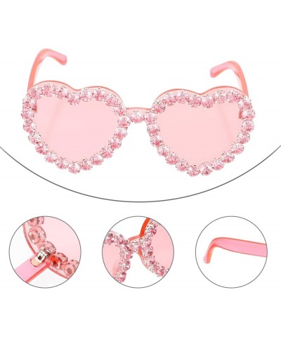 Valentines Heart Rimless Sunglasses Women Stylish Diamond Love Sunglasses Tinted Eyewear Red $7.42 Rimless