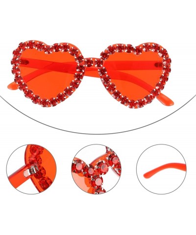 Valentines Heart Rimless Sunglasses Women Stylish Diamond Love Sunglasses Tinted Eyewear Red $7.42 Rimless