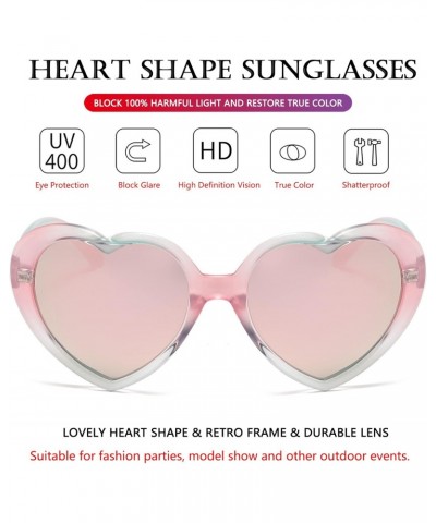 Love Heart Sunglasses for Women Polarized Heart Frame Sun Glasses 100% UV Blocking Lens (Pink/Pink Mirrored + Pink Flower/Pin...