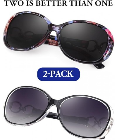 2 Pack Polarized Sunglasses for Women Retro Stylish Jackie O Sunglasses UV400 Protection for Outdoors A13(2 Pack)floral Frame...