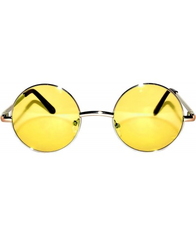 Set of 3 Pairs Round Retro Vintage Circle Sunglasses Colored Metal Frame Small model 43 mm 43 Mm Yellow, Blue, Red (Tint) $8....