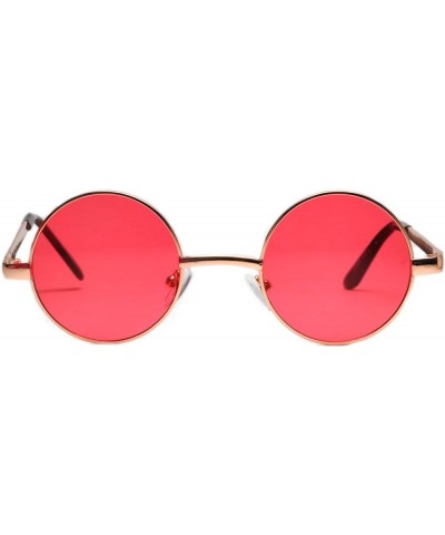 Set of 3 Pairs Round Retro Vintage Circle Sunglasses Colored Metal Frame Small model 43 mm 43 Mm Yellow, Blue, Red (Tint) $8....