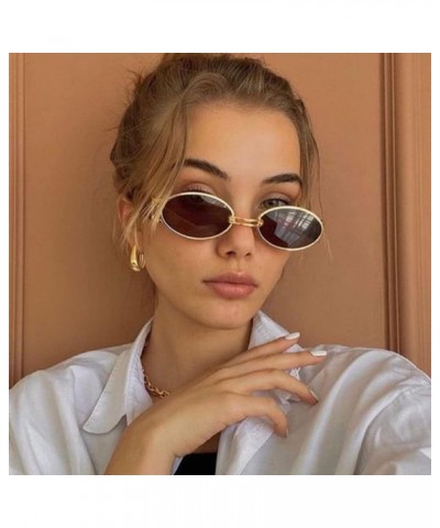 Women's Oval Sunglasses Vintage Small Metal Punk Sunglasses Ladies Steampunk Shades Glasses UV400 Black Clear $20.41 Rectangular