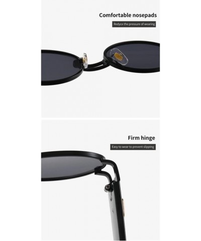 Women's Oval Sunglasses Vintage Small Metal Punk Sunglasses Ladies Steampunk Shades Glasses UV400 Black Clear $20.41 Rectangular