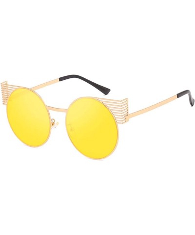 Unisex Vintage Round Metal Frame Tinted Lenses Sunglasses UV400 Gold Yellow $8.97 Round