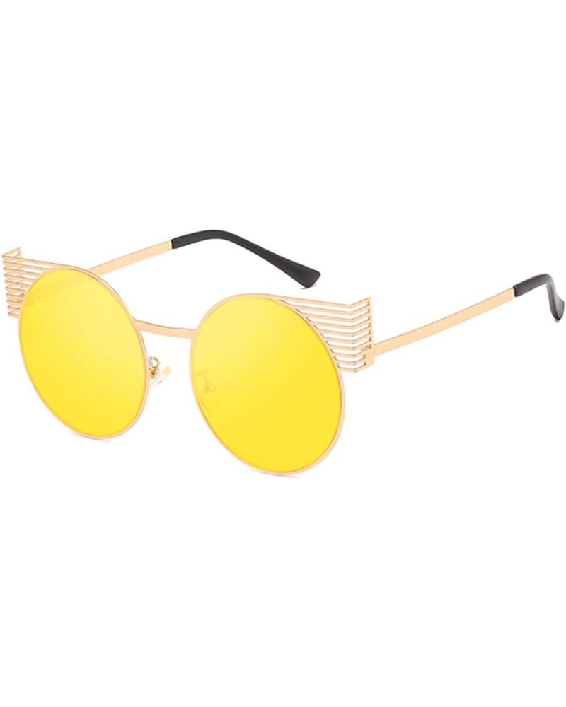 Unisex Vintage Round Metal Frame Tinted Lenses Sunglasses UV400 Gold Yellow $8.97 Round