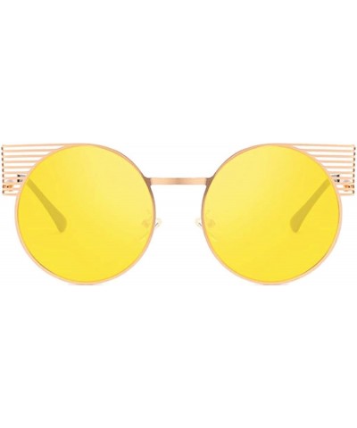 Unisex Vintage Round Metal Frame Tinted Lenses Sunglasses UV400 Gold Yellow $8.97 Round