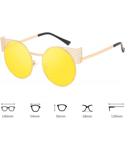 Unisex Vintage Round Metal Frame Tinted Lenses Sunglasses UV400 Gold Yellow $8.97 Round