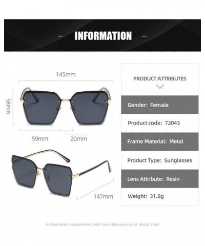 Borderless Square Street Shooting Men's and Women's Sunglasses (Color : C, Size : Medium) Medium E $23.71 Designer