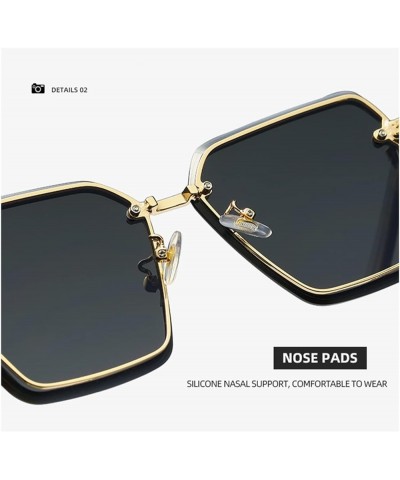 Borderless Square Street Shooting Men's and Women's Sunglasses (Color : C, Size : Medium) Medium E $23.71 Designer