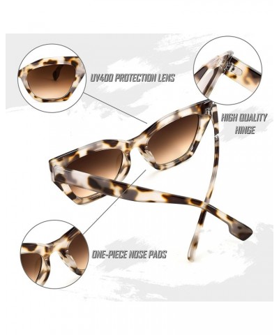 Retro Small Cat Eye Sunglasses for Women Vintage Trendy Cateye Sun Glasses Narrow Plastic Frame B2326 004 Ivory Leopard Frame...