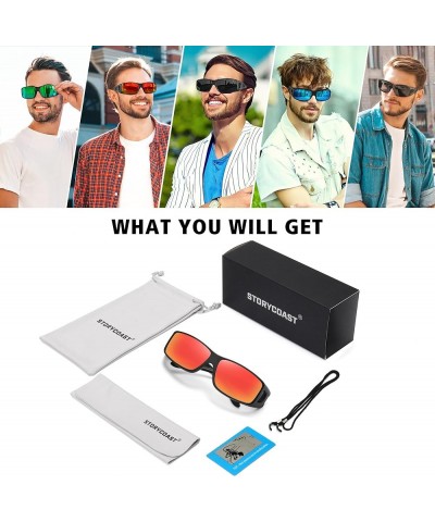 Polarized Fit Over Glasses Sunglasses for Men Women Wrap Around Wear Over Sunglasses UV Protection Black Frame-red Mirror Len...