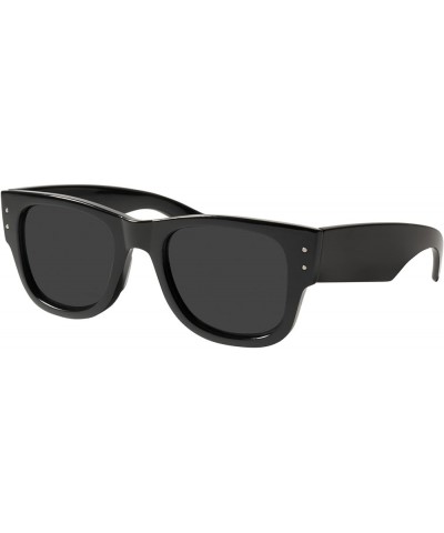 Trendy Polarized Square Sunglasses for Women and Men with Chunky Temples MS52366 C1 Black $10.79 Square