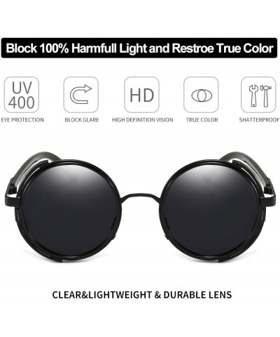 Steampunk Vintage Retro Round Sunglasses Metal Circle Frame Two Pairs Pack Black Frame+silver Frame $12.99 Aviator