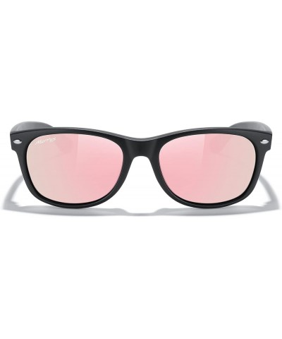 Polarized Unisex Shades Sunglasses for Men and Women Vintage Polarized Sun Glasses Mirror Lens Matte Black Frame/Pink Mirror ...