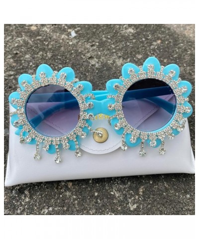 Cute Round Flowers Rhinestone Sunglasses for Women Trendy Diamond tassel Sun Glasses Retro Fashion bling Party Shades Gray $9...