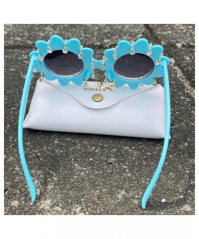 Cute Round Flowers Rhinestone Sunglasses for Women Trendy Diamond tassel Sun Glasses Retro Fashion bling Party Shades Gray $9...