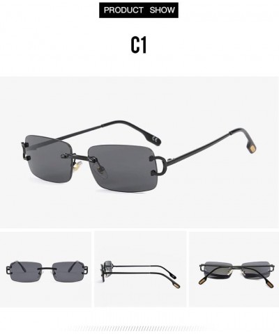 Square Frameless Men and Women Street Photography Sunglasses Outdoor Beach Sun Shades (Color : G, Size : Medium) Medium F $19...