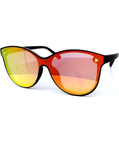 7123-1 Oversize Wraparound Semi-Rimless Shield Lens Sunglasses Red $10.58 Oversized