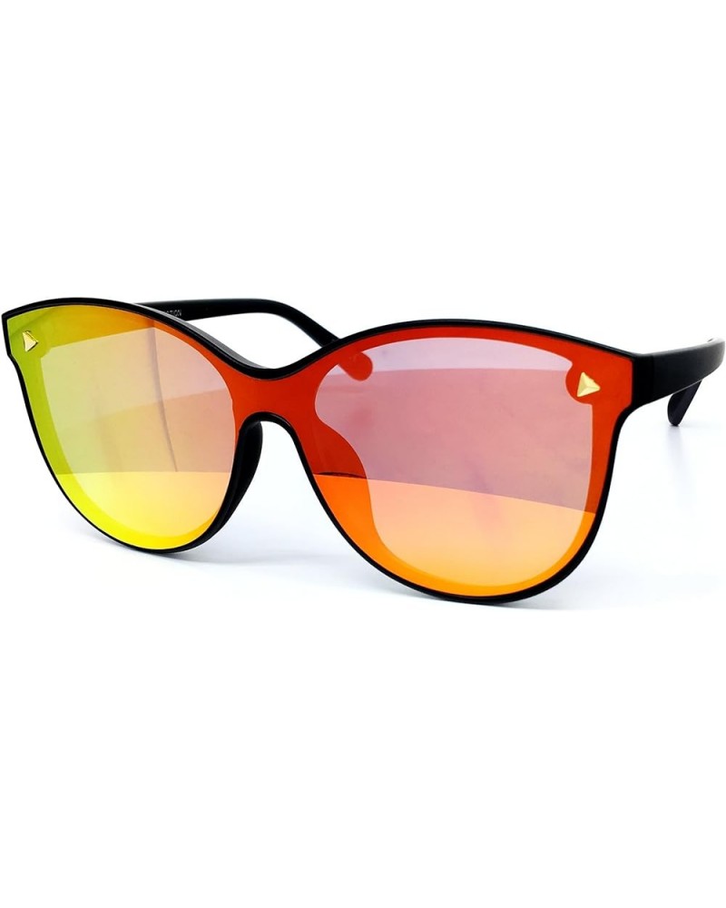 7123-1 Oversize Wraparound Semi-Rimless Shield Lens Sunglasses Red $10.58 Oversized