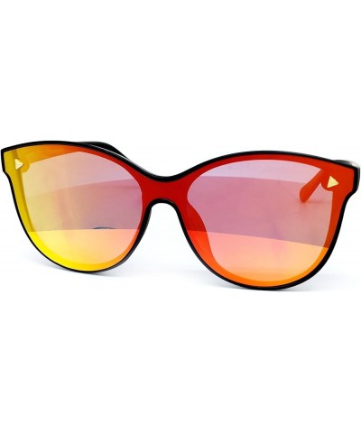 7123-1 Oversize Wraparound Semi-Rimless Shield Lens Sunglasses Red $10.58 Oversized